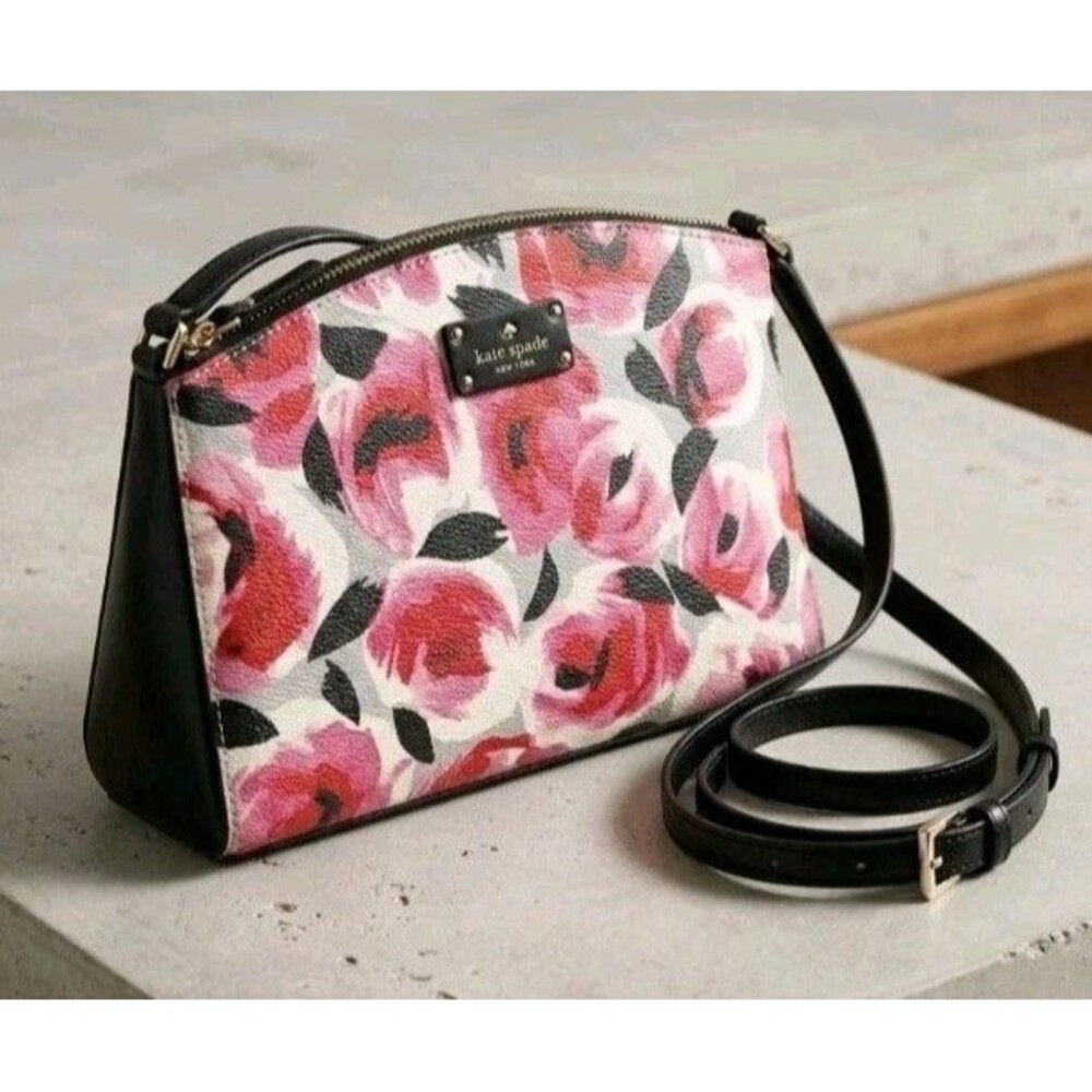 Kate Spade New York Millie Grove Street Crossbody Bag Rose Floral  Print Purse
